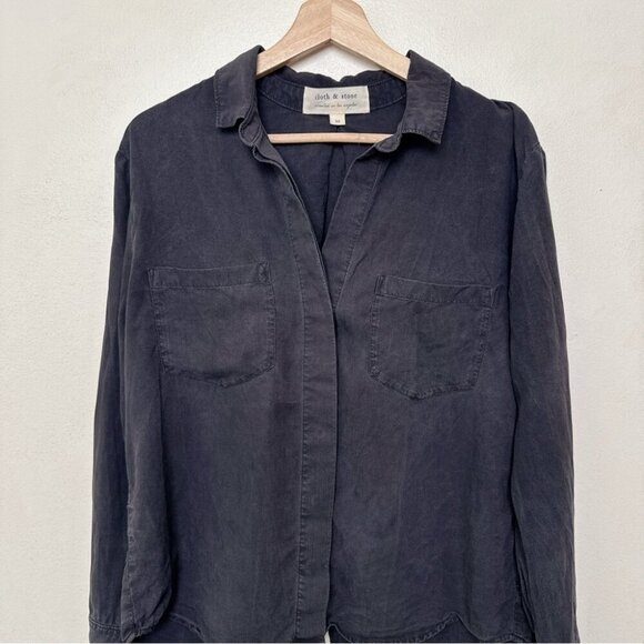 Anthropologie Womens Medium Grey Wash Cloth & Stone Buttondown Shirt - Picture 5 of 16